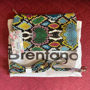 Brentano Multi-color Python Blue Crossbody/Clutch with Wristlet